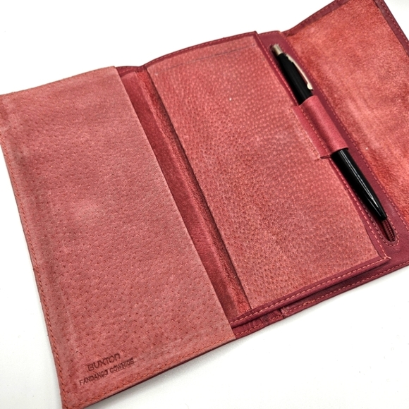NEW VINTAGE Buxton Fandango Cowhide Leather Checkbook Wallet & Pen Set - Picture 4 of 7